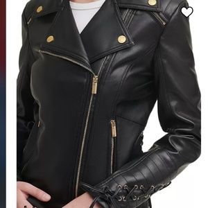 Women's Faux-Leather Asymmetric Moto Coat